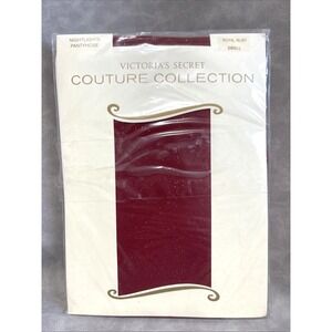 Vintage Victoria Secret Thigh Pantyhose Nightlights Royal Ruby Red sz Small